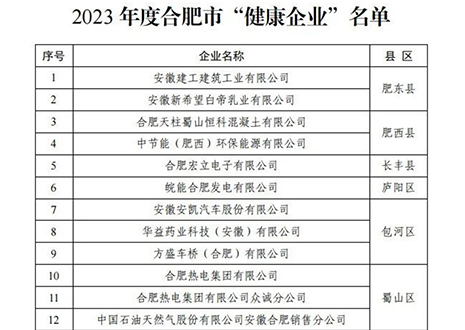 祝贺 | Galaxy银河官网荣获合肥市“健康企业”称号！